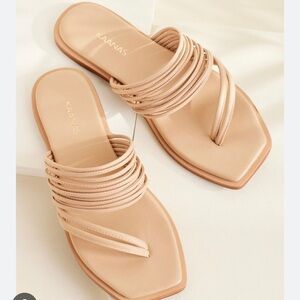 Kaanas Ibu Sandals in Nude Sz 38/7.5-8 Strappy Flat Slides